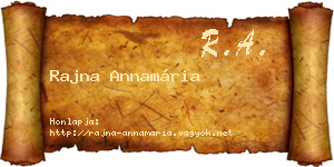 Rajna Annamária névjegykártya